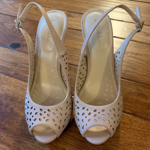 Kelly & Katie Shoes - Kelly & Katie | nude perforated heels | Sz 7